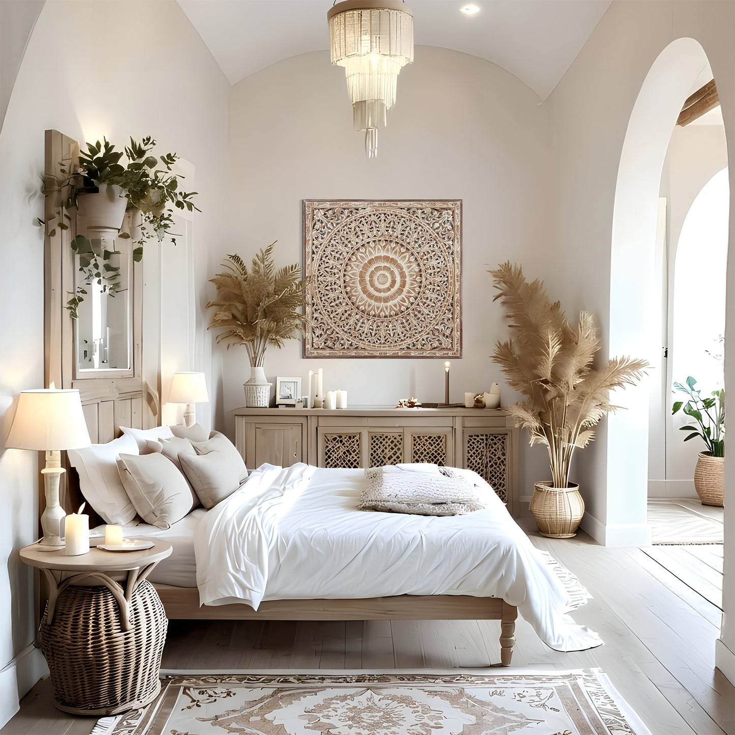 Carved Decorative Panel "Cendana" - Antic Wash - 110 x 110 cm