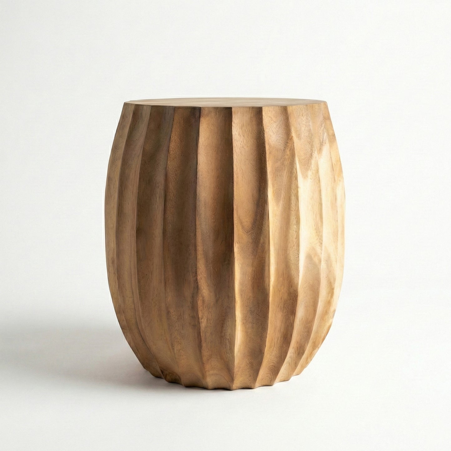 Sculptural Wooden Side Table / Stool 'Rimbana' in Natural - 40 x 45 cm