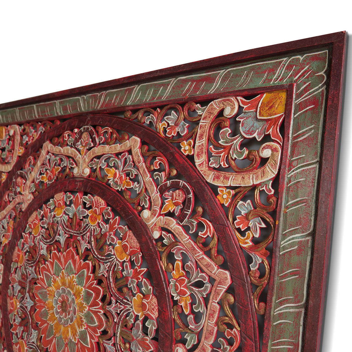 Carved Decorative Panel "Manusa" - Multicolor Red - 120 x 120 cm