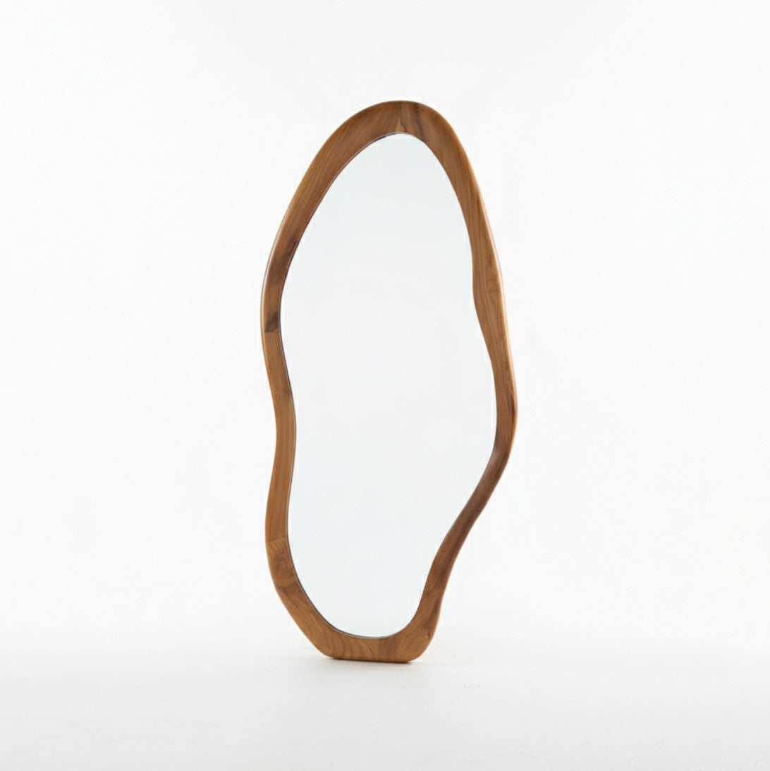 Wooden Organic Mirror 'Laras' - Natural - 110 x 50 cm