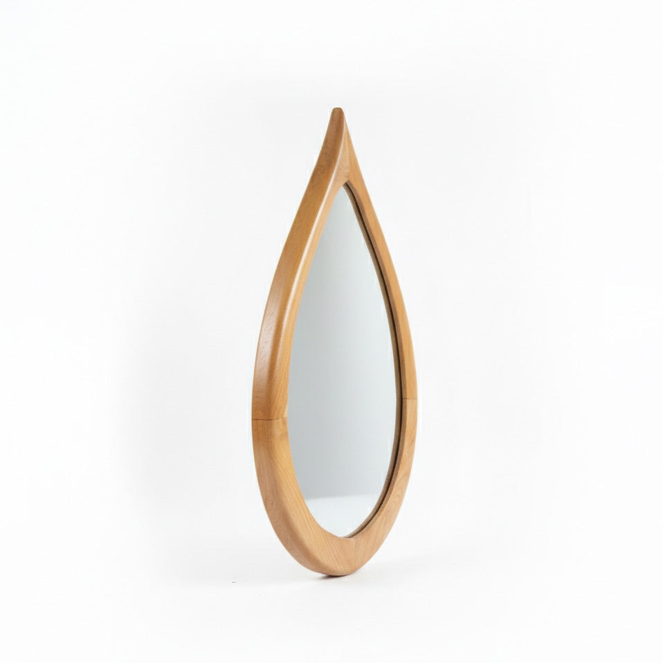 Wooden Organic Round Mirror "Tetesan" - Natural - 100 x 60 cm