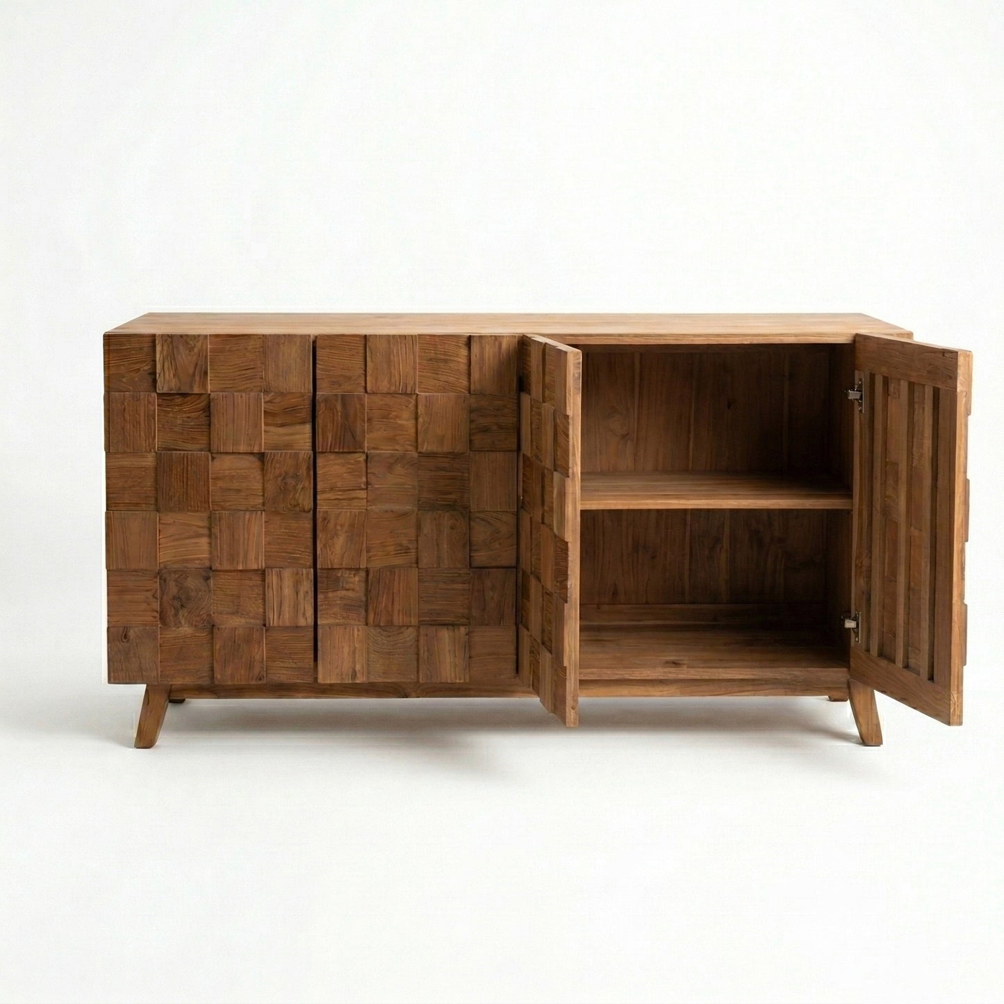 Wooden Carved Sideboard Console Cabinet "Sejati" - Natural - 180 cm