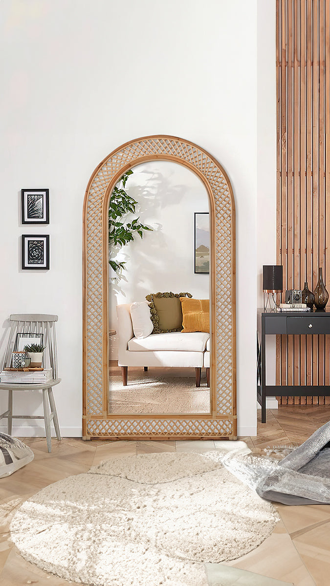 Hand Woven Full Rattan Mirror "Luna" - 200 x 100 cm