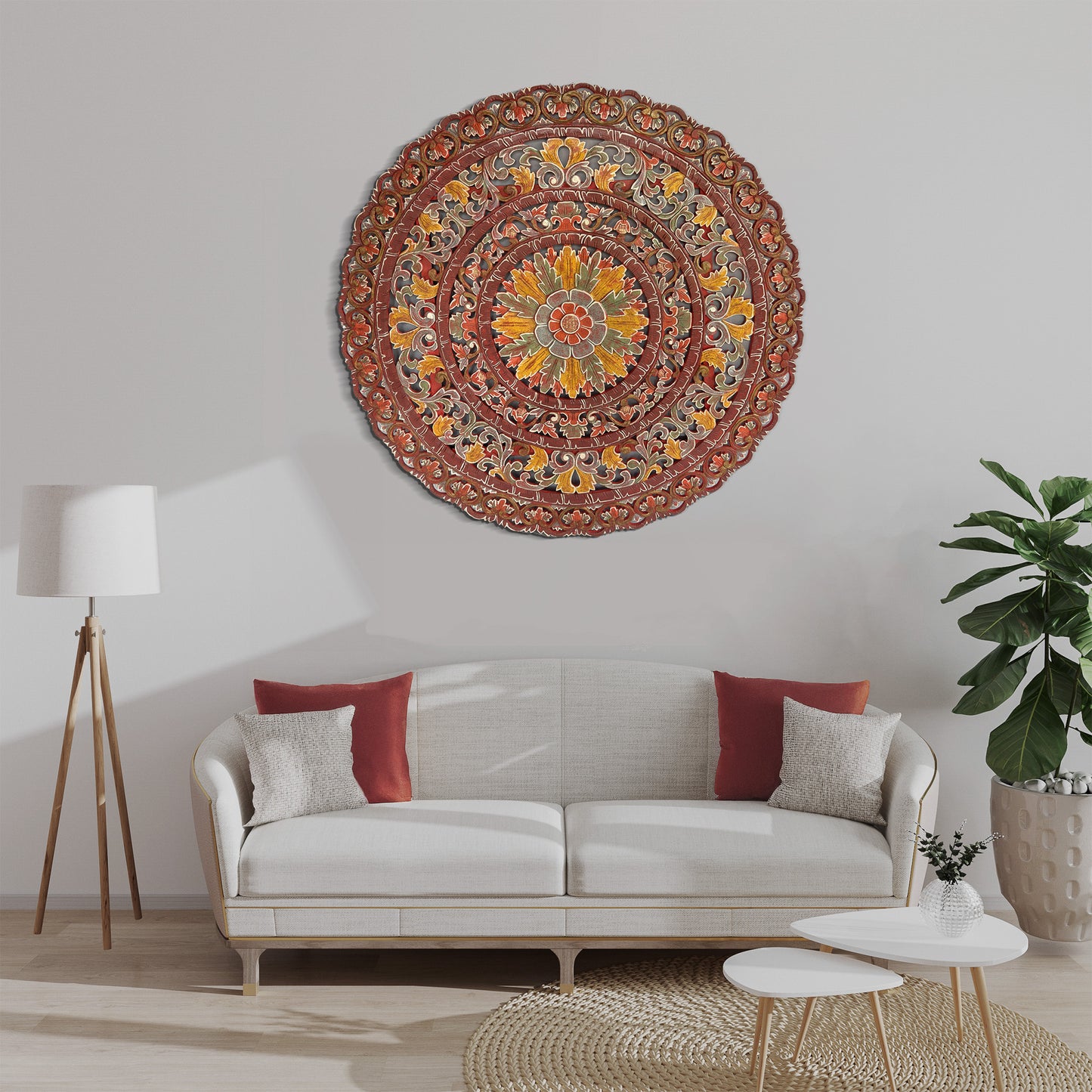 Carved Mandala Decorative Panel "Sri" - 100 cm