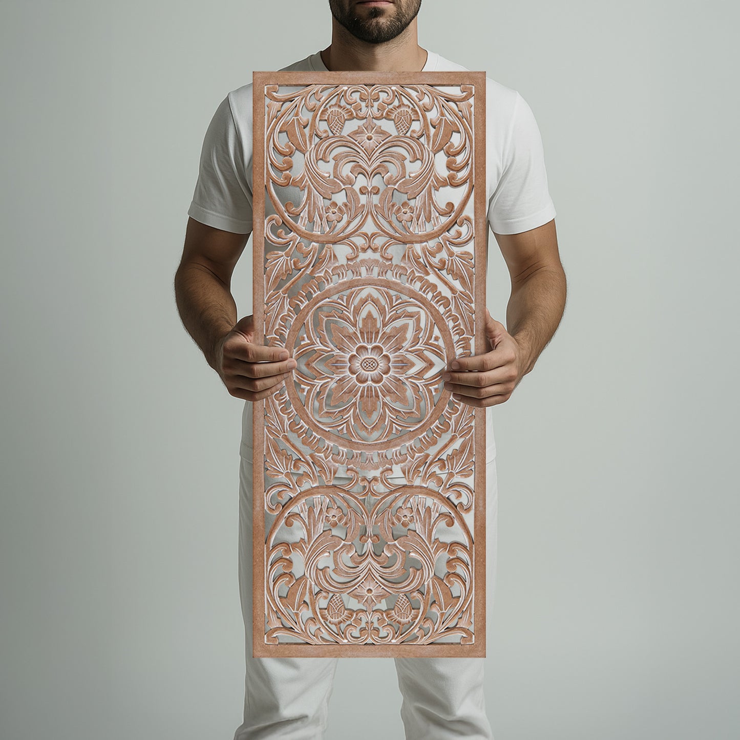 Carved Decorative Panel "Amara" - Antic Wash - 100 x 40 cm