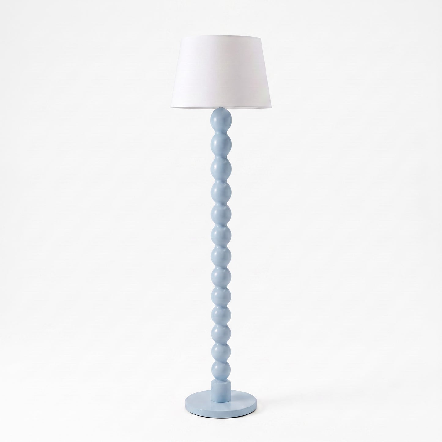 'Bubble' Floor Lamp – 150 cm | Handcrafted Teak Wood Floor Lamp in Soft Blue