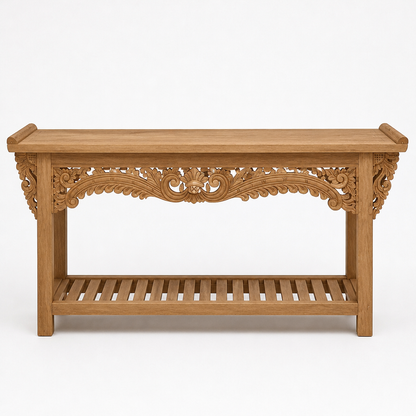 Wooden Carved Console Table "Mangesta" - Natural - 150 cm