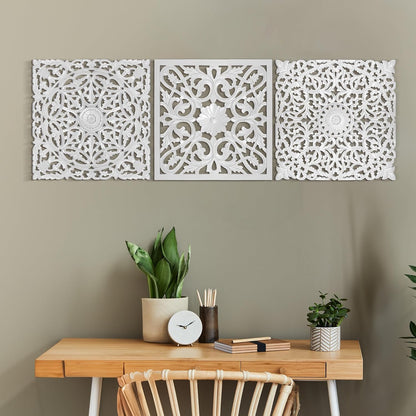 Set of 3 Decorative Panels "Pererenan" 20x20 inches each