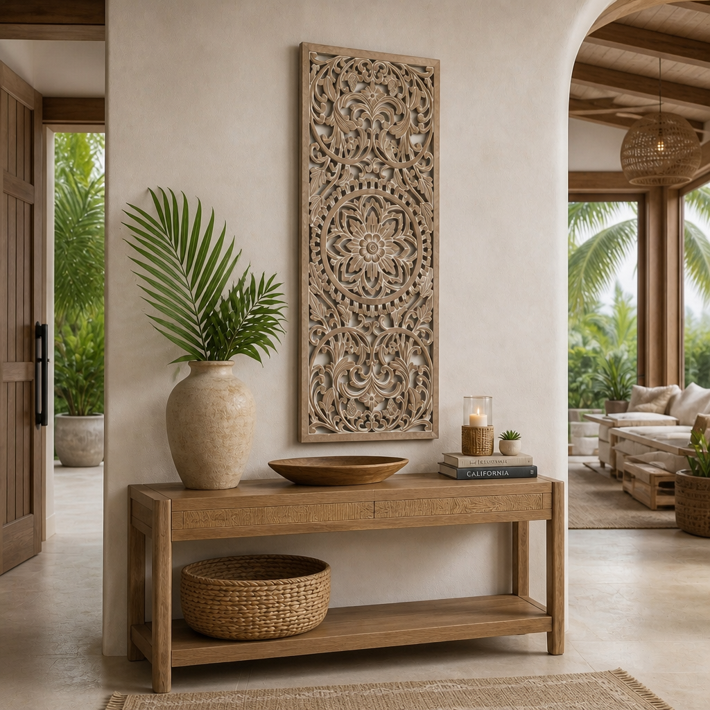 Custom Carved Decorative Panel "Amara"  - Antic Wash - Gitika - 110 x 50 cm