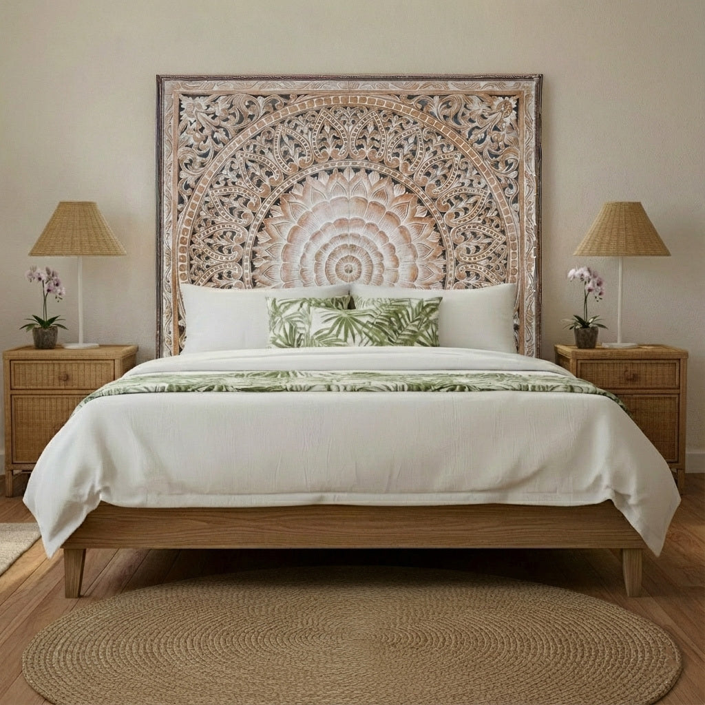 Carved Full Bed Headboard "Cendana" - USA