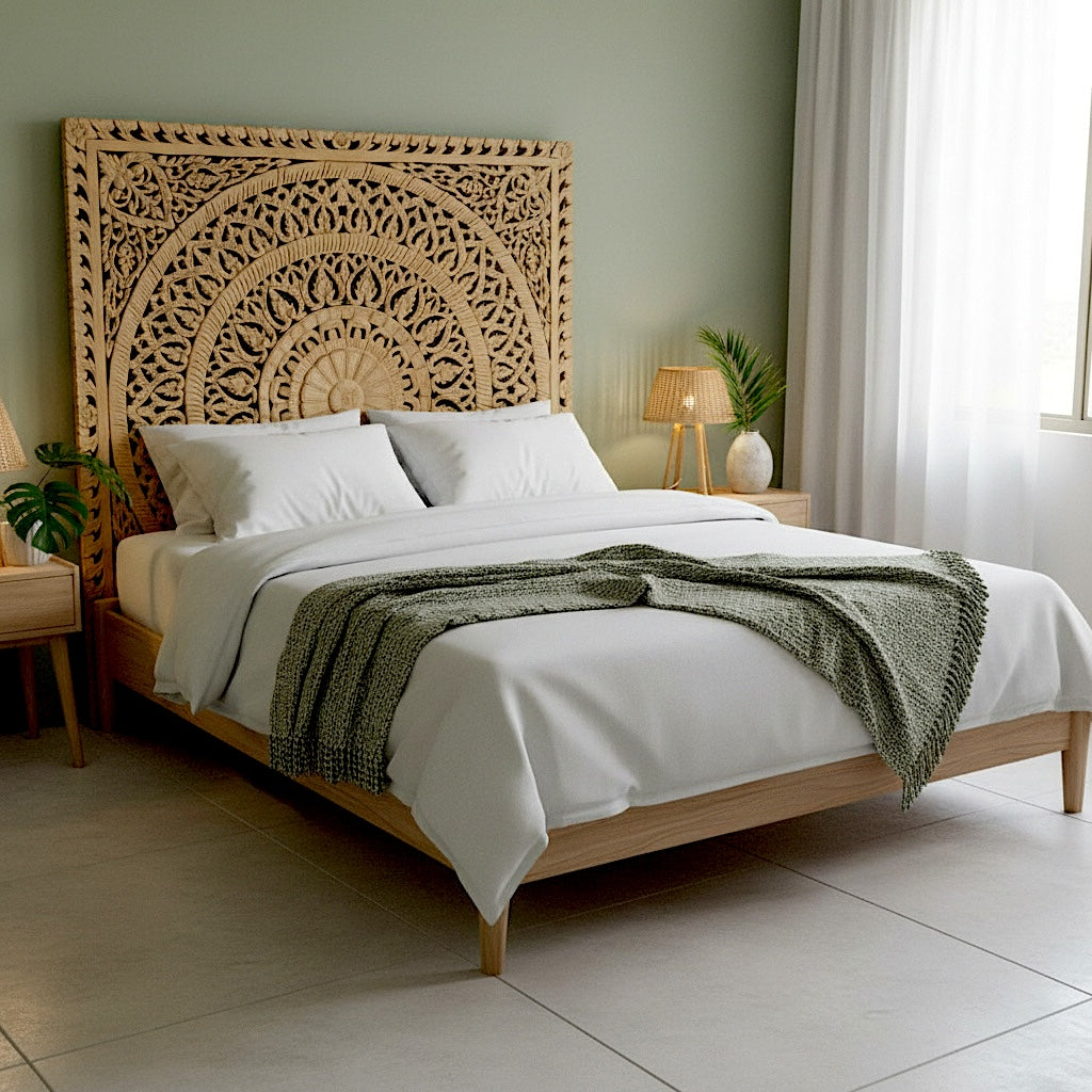 Carved Full Bed Headboard "Embun"