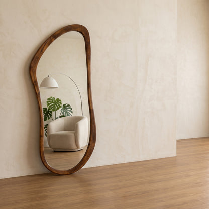 Wooden Organic Mirror 'Darry' - Natural -  190x70cm
