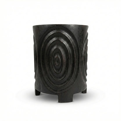 Wooden Side Table / Stool 'Svala' in Black - 40 x 50 cm