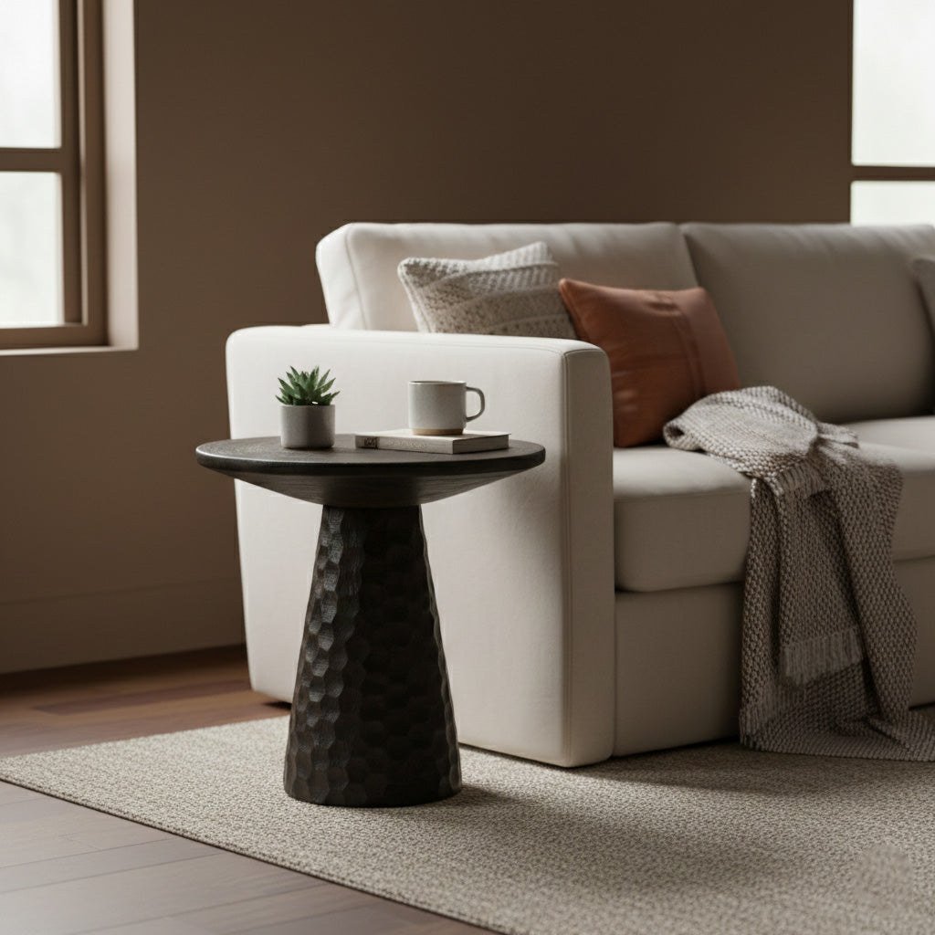 Wooden Side Table / Stool 'Ruang' in Black - 50 x 50 cm