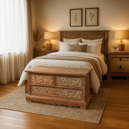Carved Wood Trunk "Kenang" - 100 cm