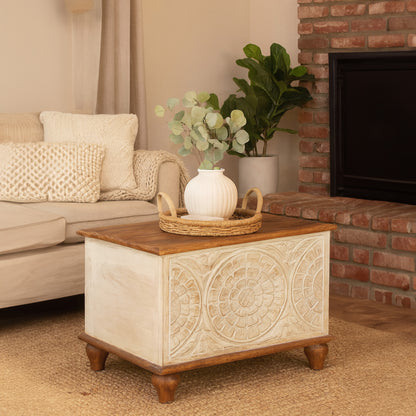 Carved Wood Trunk "Kikan" - 90 cm