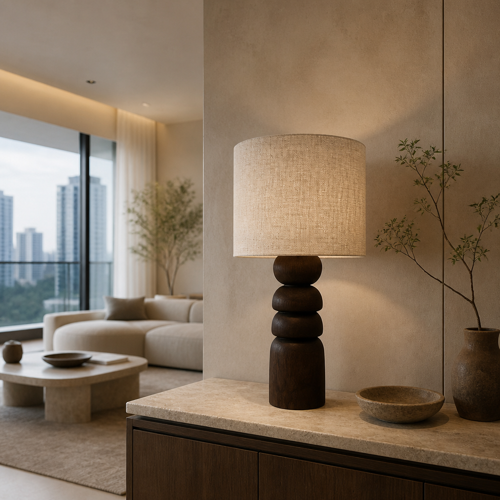 Wooden Table Lamp in Brown 'Le Kayo' - 65 cm