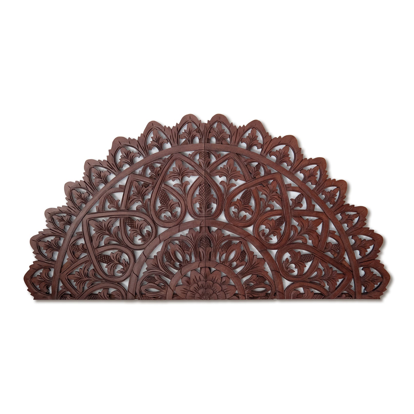 Carved Bed Headboard "Mahkota" - Brown