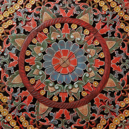 Custom Carved Bed Headboard 'Malawi' - Red