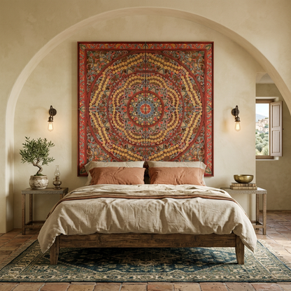 Custom Carved Bed Headboard 'Malawi' - Red