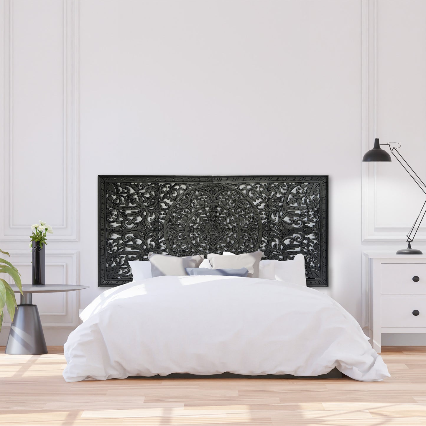 Half Size Mandala Bed Headboard "Manusa"- Natural - USA