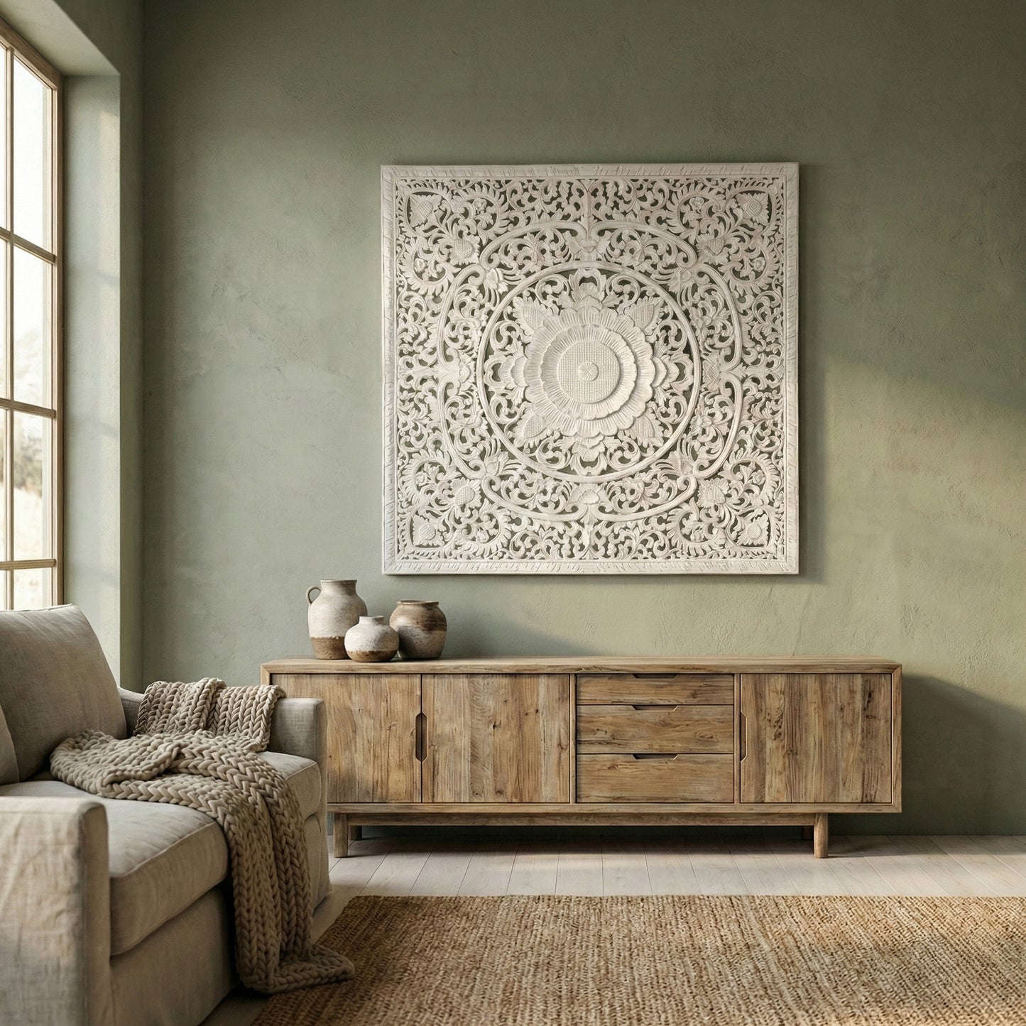 Carved Decorative Panel "Matahari" - 100 cm