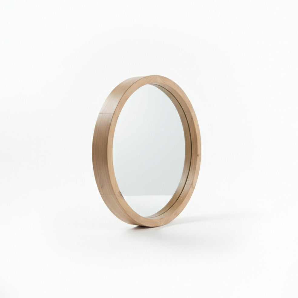 Wooden Round Mirror "Alam" - Natural - 60 cm