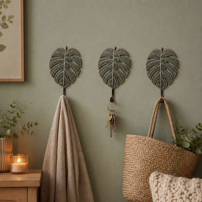 Brass Carved Hanger - Monstera