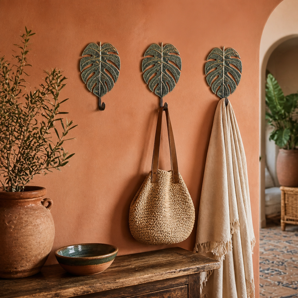 Brass Carved Hanger - Monstera