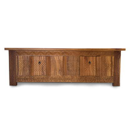 Wooden Carved Media Console "Morocco" - Natural