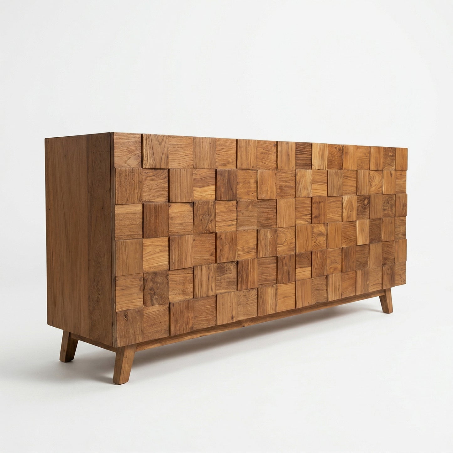 Wooden Carved Sideboard Console Cabinet "Sejati" - Natural - 180 cm