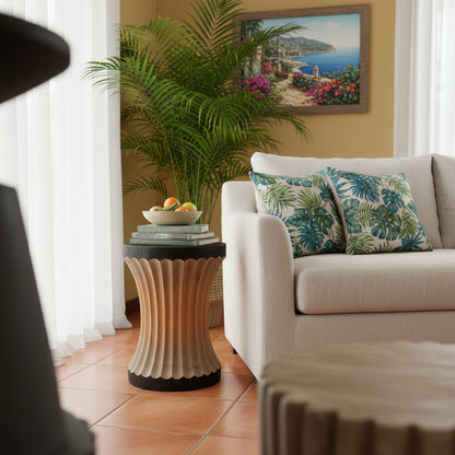 Sculptural Wooden Side Table / Stool 'Nyamanku' in Natural - 35 x 40 cm