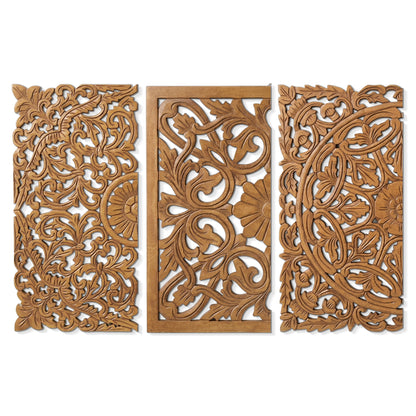 Set of 3 Decorative Panels "Pererenan" - Natural Brown - 50 x 50 cm