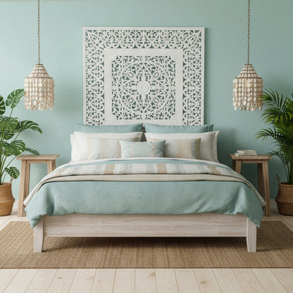 Carved Full Bed Headboard "Putri Malu"