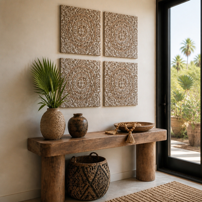 Carved Decorative Panel "Ranting" - 60 cm in Antique Wash