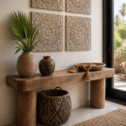 Carved Decorative Panel "Ranting" - 60 cm in Antique Wash