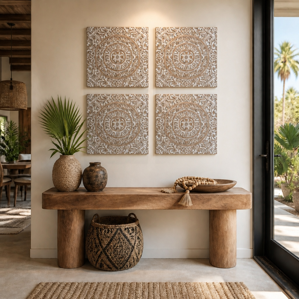 Carved Decorative Panel "Ranting" - 60 cm in Antique Wash