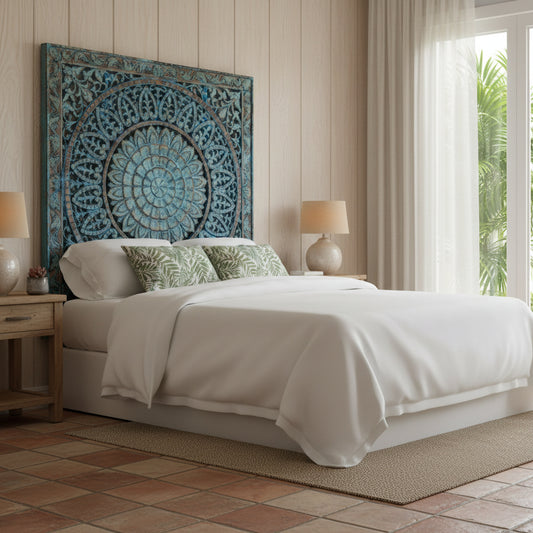 Carved Bed Headboard "Cendana" Queen Size - Samudra