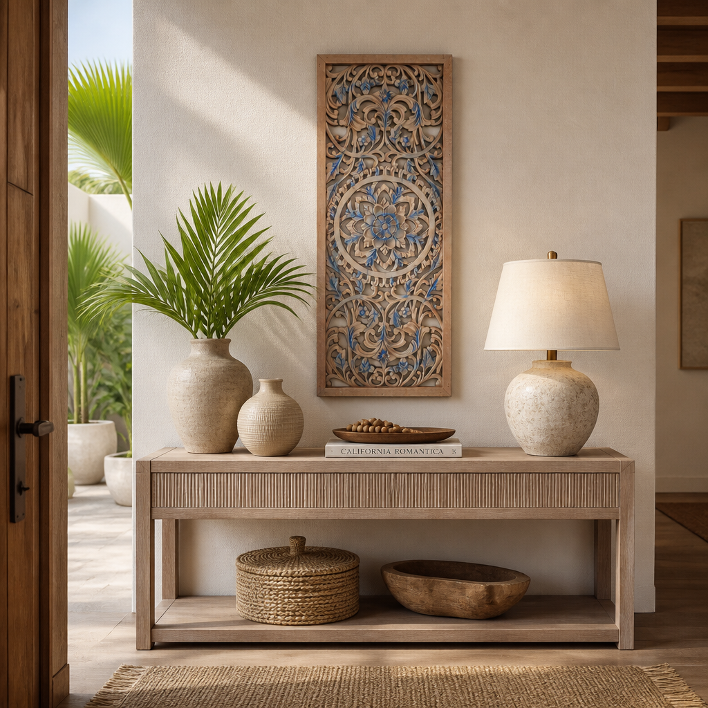 Decorative Panel "Amara" - Blue & Natural Wash - 100 cm