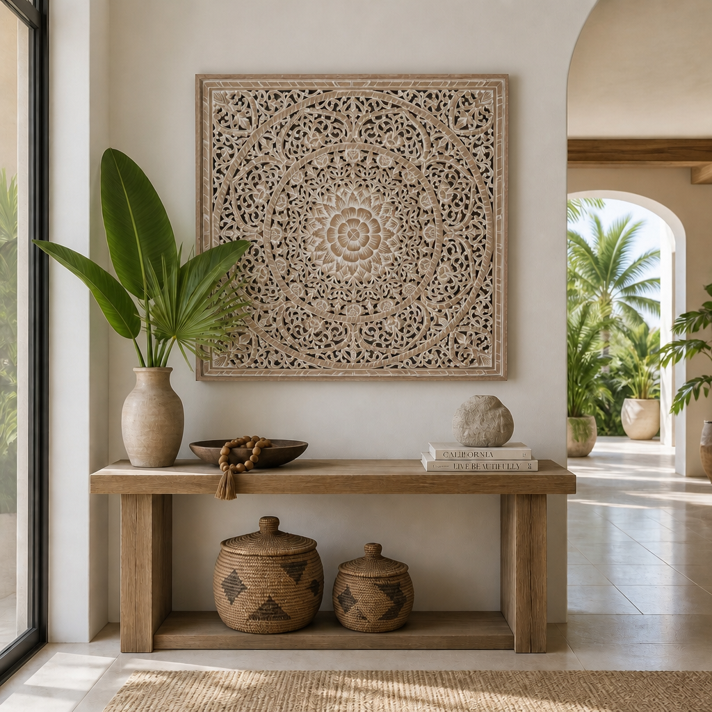 Carved Decorative Panel "Manusa" - Antic Wash - 100 cm