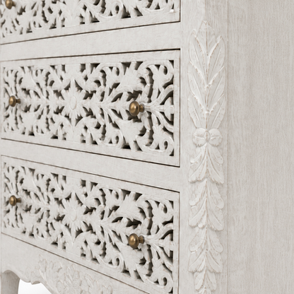 Wooden Carved Console Cabinet With Storage "Karma" - 120 x 90 cm