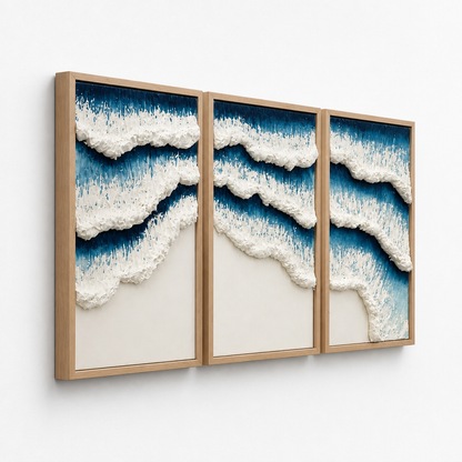 Bas-Relief Wall Art “Vague” – Set of 3 - 40 x 60 cm