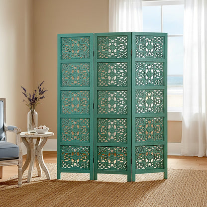 Carved Room Divider "Cakra" 170 cm - Green