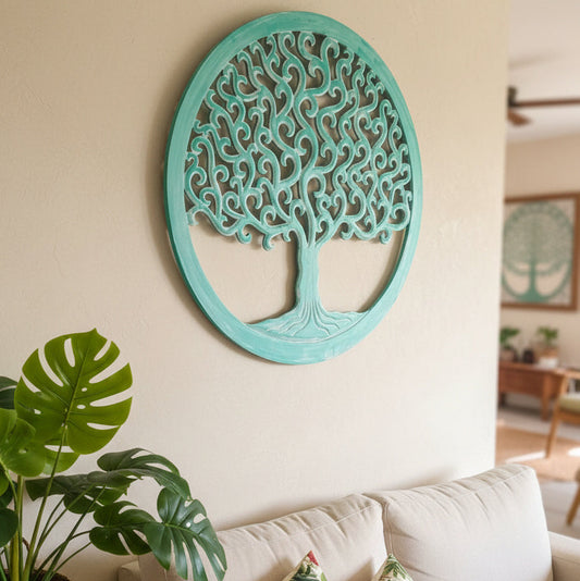 Decorative Mandala  "Tree of Life" - Green wash - 50 cm