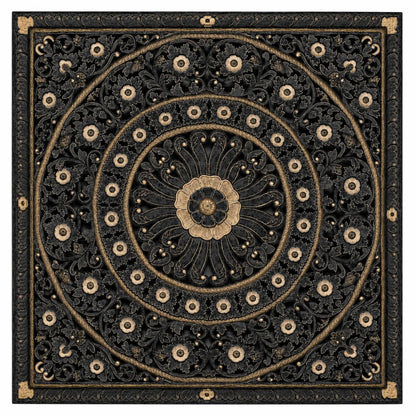 Carved Full Bed Headboard "Dianna" - Black - 203 x203cm