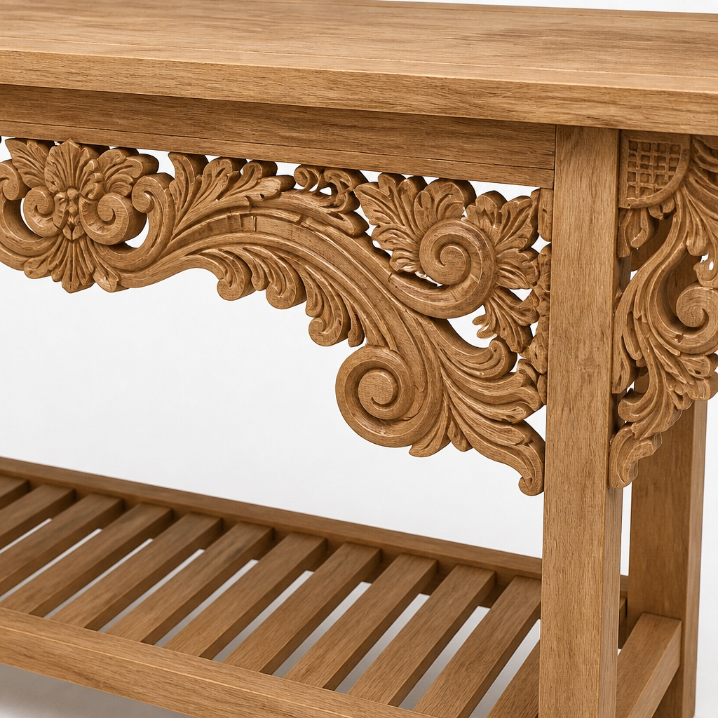 Wooden Carved Console Table "Mangesta" - Natural - 150 cm