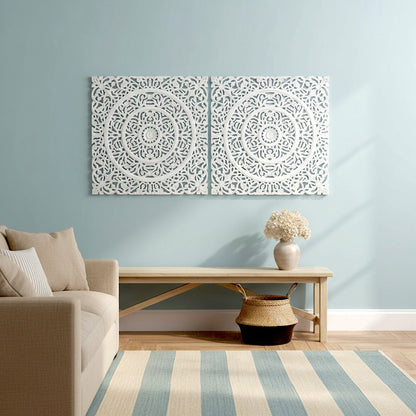 Carved Decorative Panel "Jetun" - White Wash - 60 cm