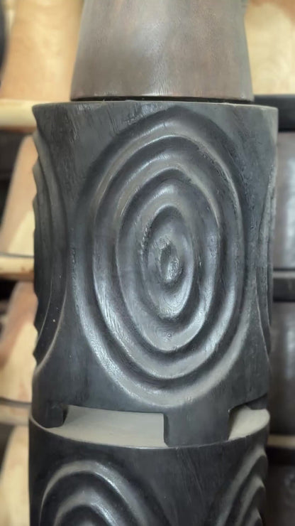 Wooden Side Table / Stool 'Svala' in Black - 40 x 50 cm