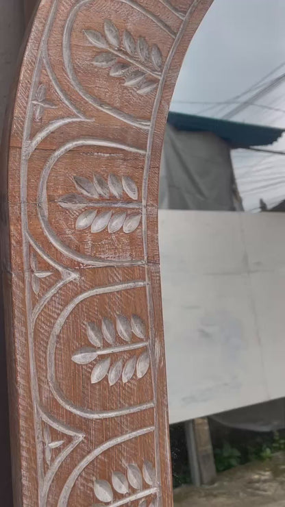 Hand Carved Mirror "Dedari" - Antic Wash - 180 x 90 cm