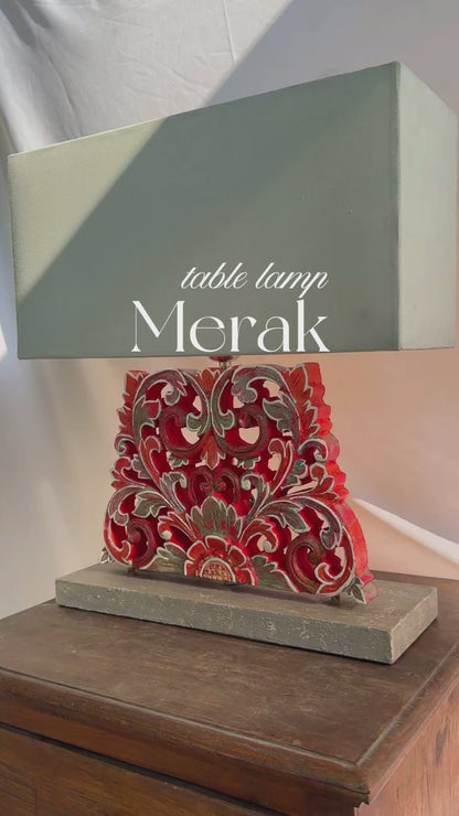 Carved Table Lamp 'Merak' - Multicolor Red